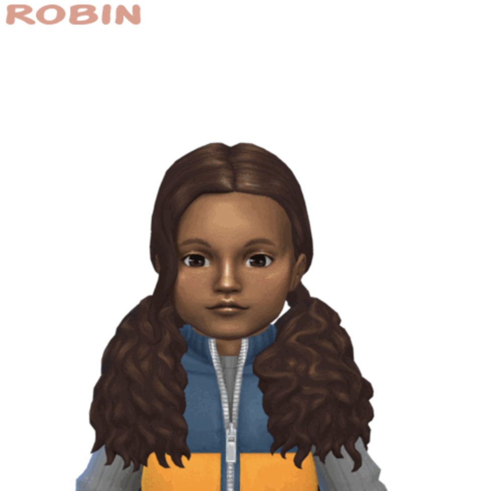 robin hair with pig tails 