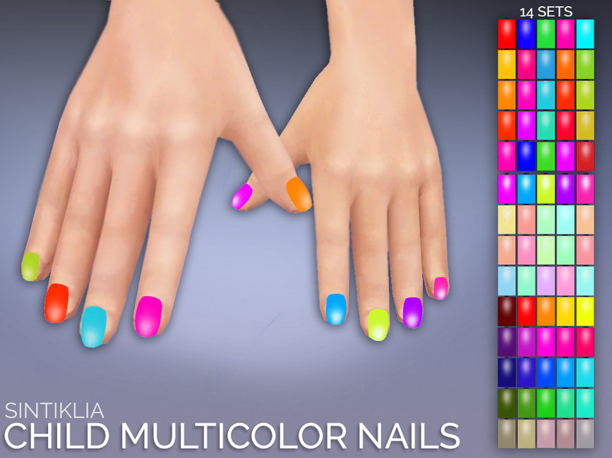 multi-colour sims 4 cc nails for kids