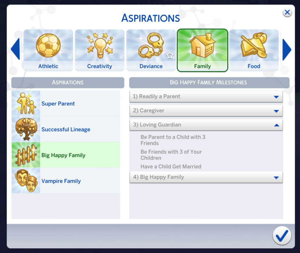 loving guardian level of the sims 4 big happy family aspiration