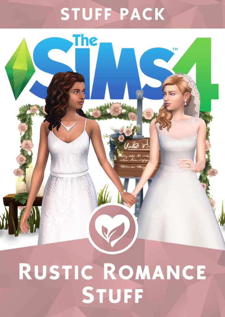 The cover of the sims 4 cc stuff pack for rustic romance 