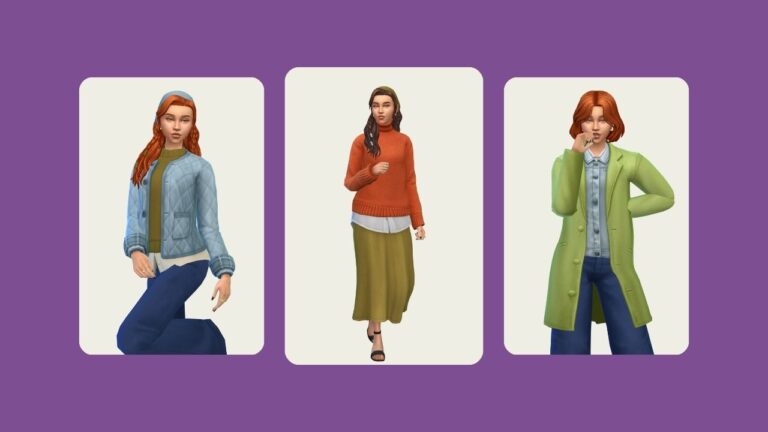 This image has a purple background with three rounded-edge rectangles. These rectangles have images from the countryside closet collection by oakiyo