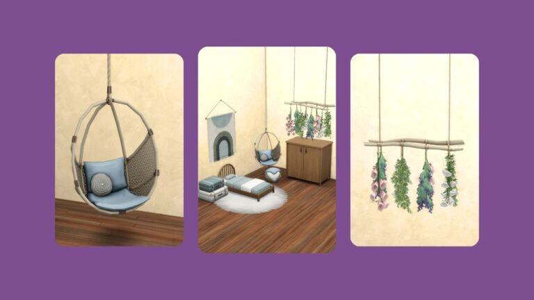 This image has a purple background with three rounded-edge rectangles. Inside of those rectangles are furniture images from the freja nursery set.