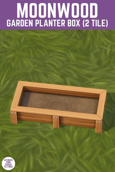 This image has a purple bar at the top with white text that says "Moonwood Garden Planter Box (2-Tile) and below is a rectangular, small garden planter box 