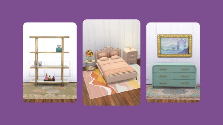This image has a purple background with three rounded-edge rectangles and inside those rectangles are images of various furniture items from the opal collection.